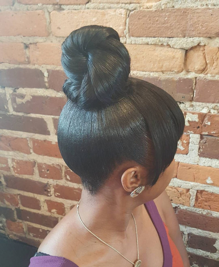 Beautiful Bun and Swoop Bang Hairstyle - Crayon