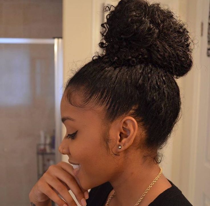 Bun Curly Hairstyle for Black Women - Crayon