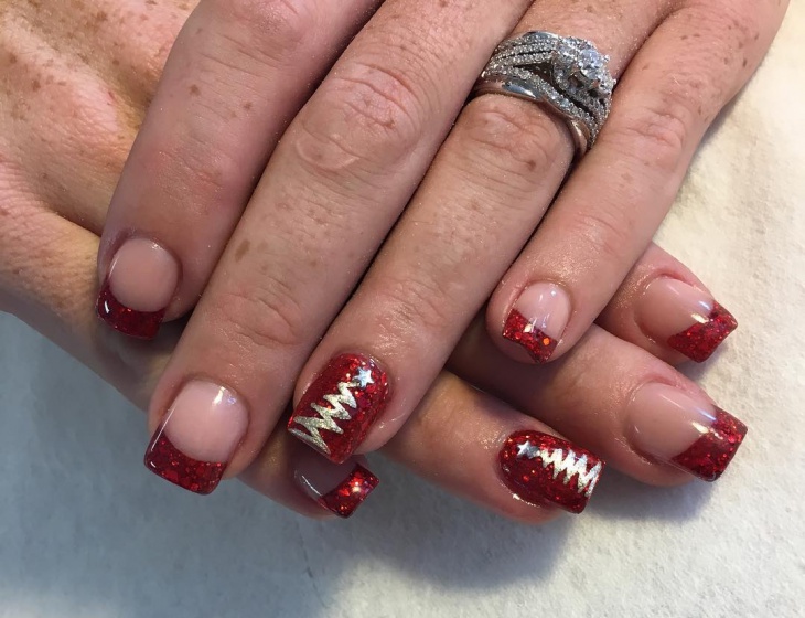 christmas glitter french nail art design