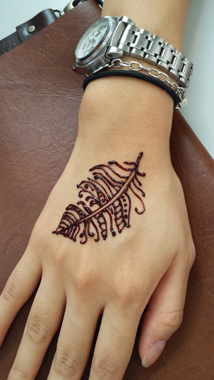 simple henna feather designs