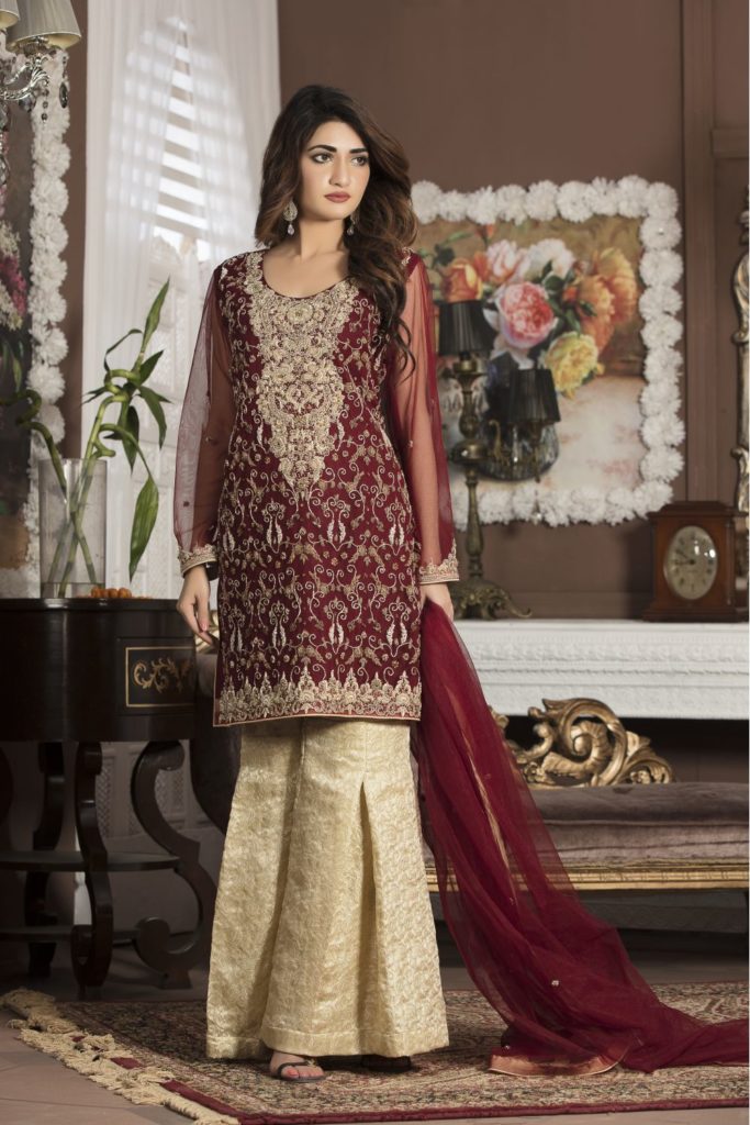 maroon bridal wear