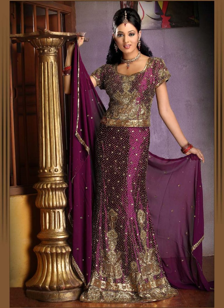 Purple Pakistani Bridal Lehenga Designs - Crayon