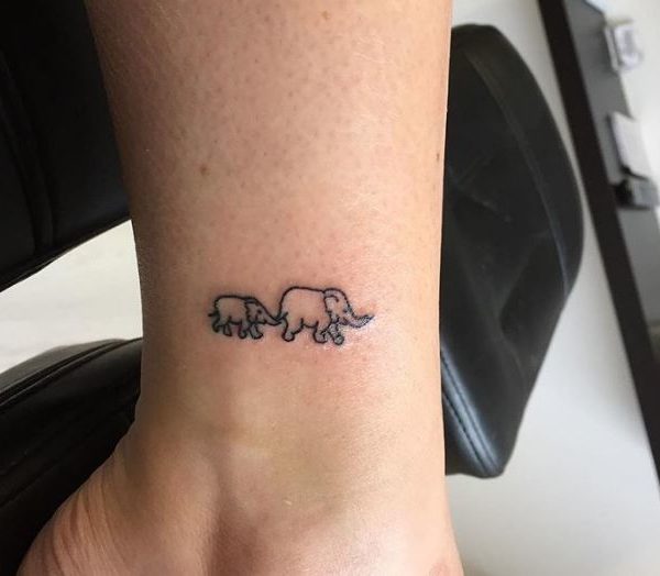 Mother And Baby Elephant Tattoo