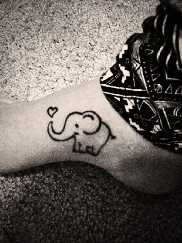 Cartoon Elephant with Heart - Tiny Elephant Tattoos - Elephant Tattoos -  Crayon
