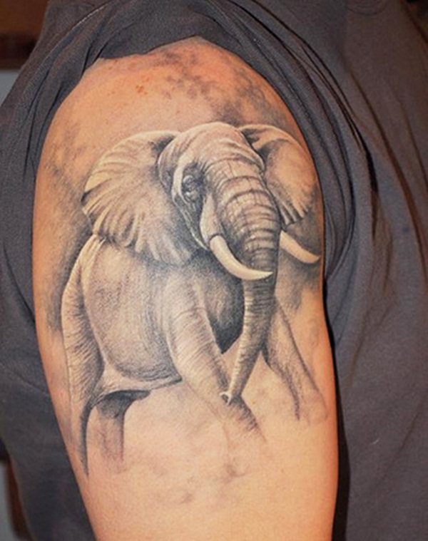Powerful Silhouette Elephant Tattoo on Shoulder ...