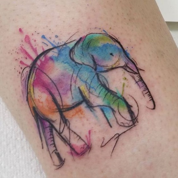 Watercolor Elephant tattoo men at theYoucom