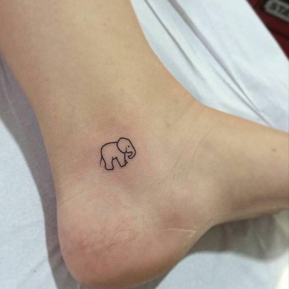 Small Baby Elephant Ankle Tattoo - Tiny Elephant Tattoos - Elephant Tattoos  - Crayon