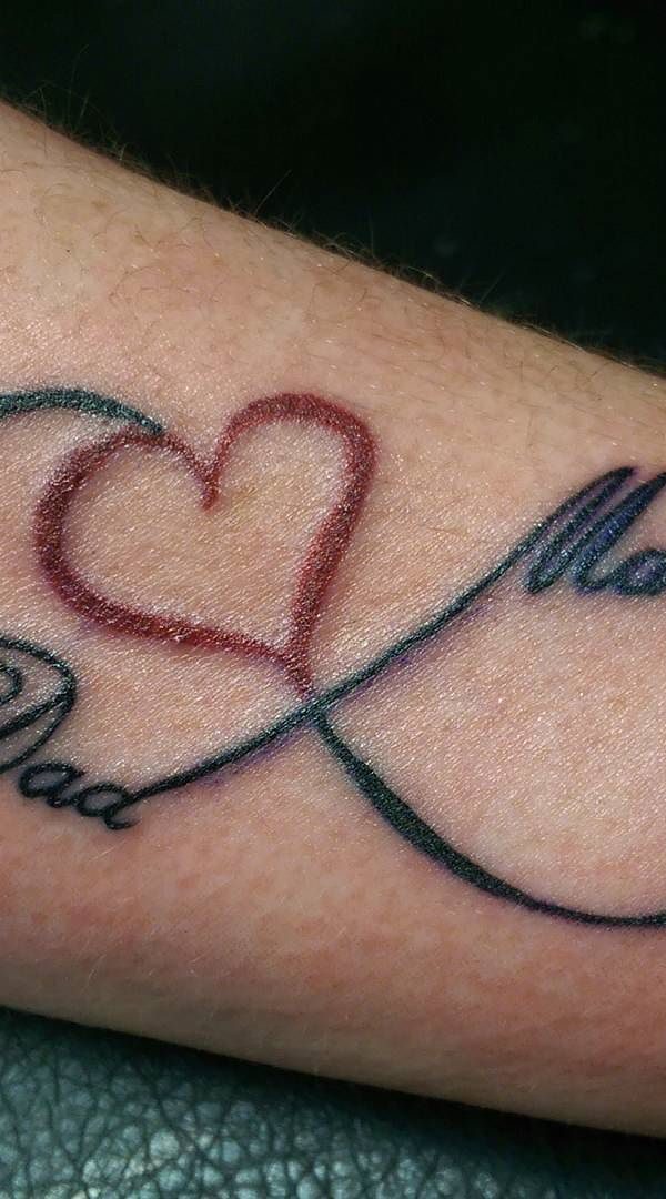 Mom Dad Love Tattoo on Arm - Meaningful Family Tattoos - Meaningful Tattoos  - Crayon