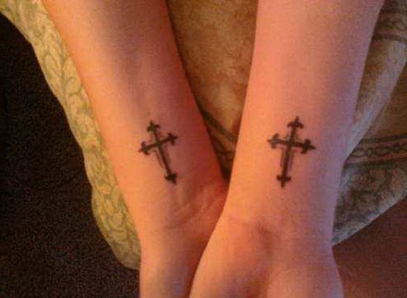 Small 3 Cross Tattoo On Neck - wide 4