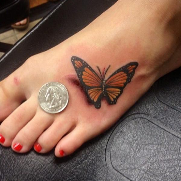 3D Monarch Butterfly Tattoo Design - Crayon