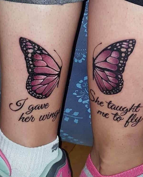 Enamoring Butterfly Mother Daughter Tattoo Design - Mother Daughter  Butterfly Tattoos - Butterfly Tattoos - Crayon