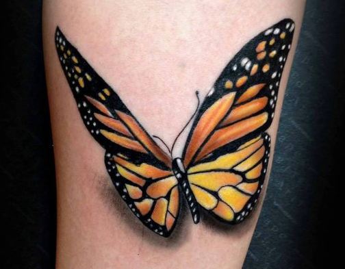3D Monarch Butterfly Tattoo on Wrist - wide 1