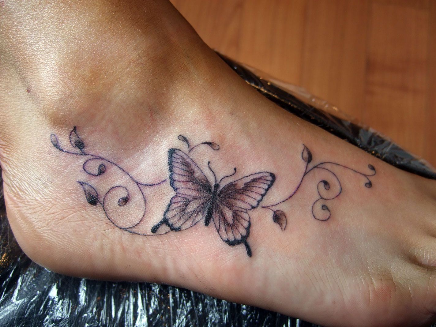 Butterfly Tattoo on Foot - wide 1