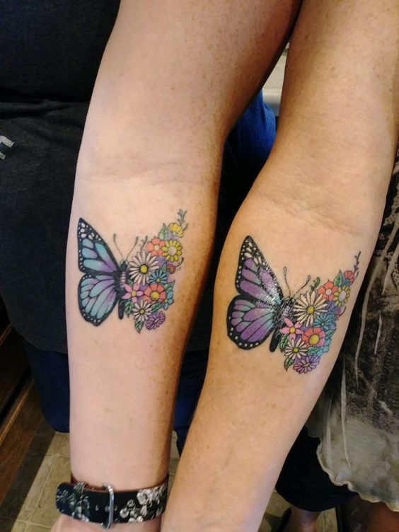 Hand Butterfly Mother Daughter Tattoo Design - Mother Daughter Butterfly  Tattoos - Butterfly Tattoos - Crayon