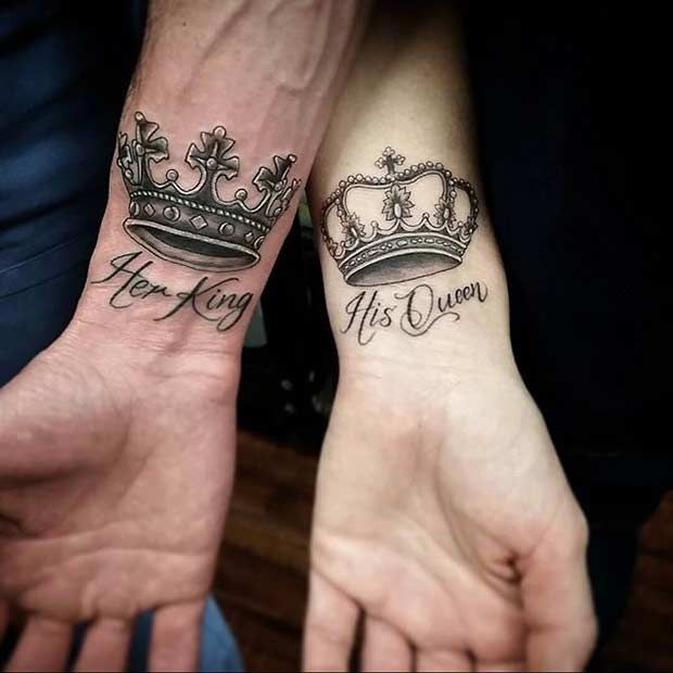 King And Queen Couple Tattoo Design Meaningful Couple Tattoos