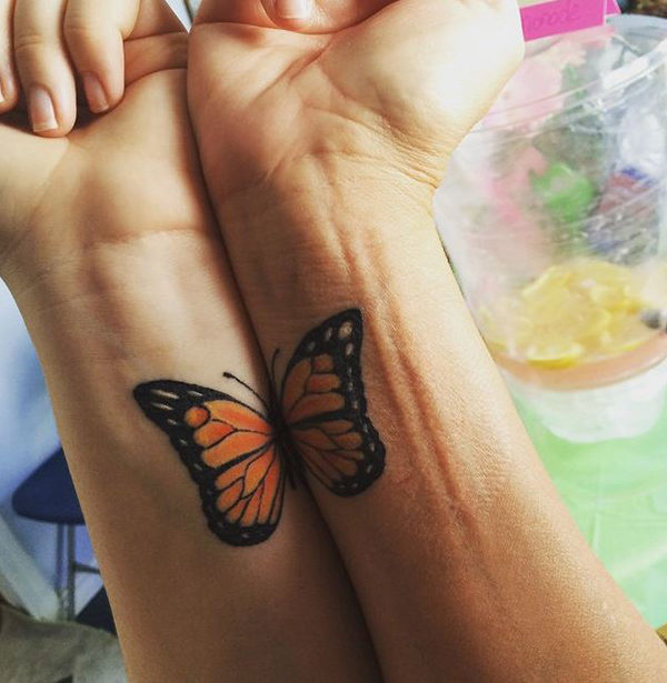 Loveable Mother Daughter Butterfly Tattoo Mother Daughter Butterfly   Loveable Mother Daughter Butterfly Tattoo 600x615 