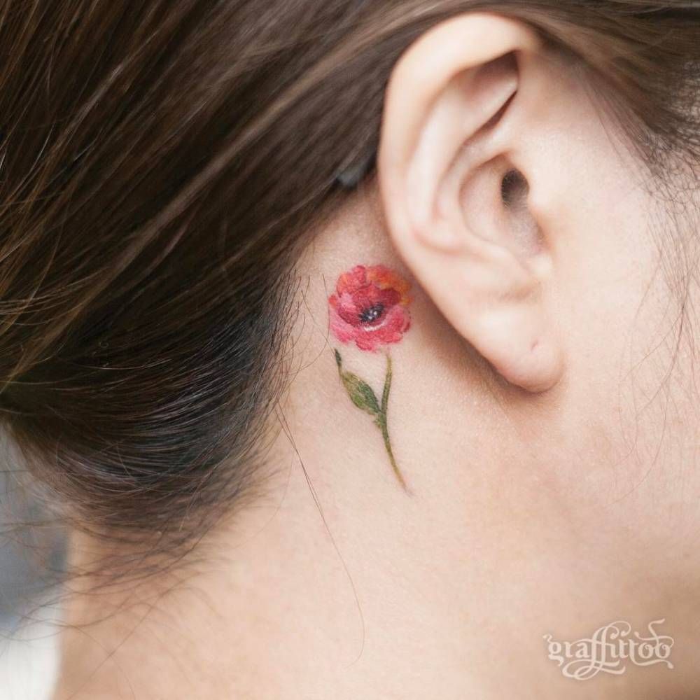 Beguiling Flower Tattoo On the Ear - Easy Flower Tattoos - Easy Tattoos ...