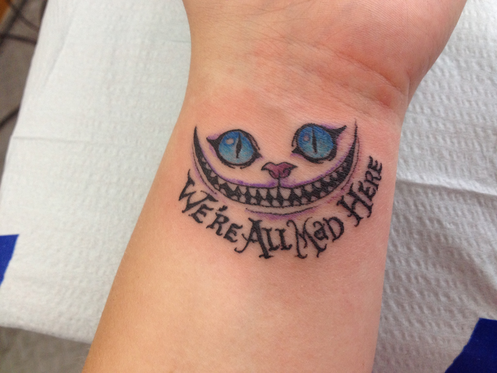 Fully healed UV Blacklight tattoo of Cheshire Cat Alice in Wonderland  tatuointi tattoofinland tatuointivantaa tattooeurope tattooworld   By Mamanna Tatskaa Dextera Dei Tattoo  Facebook