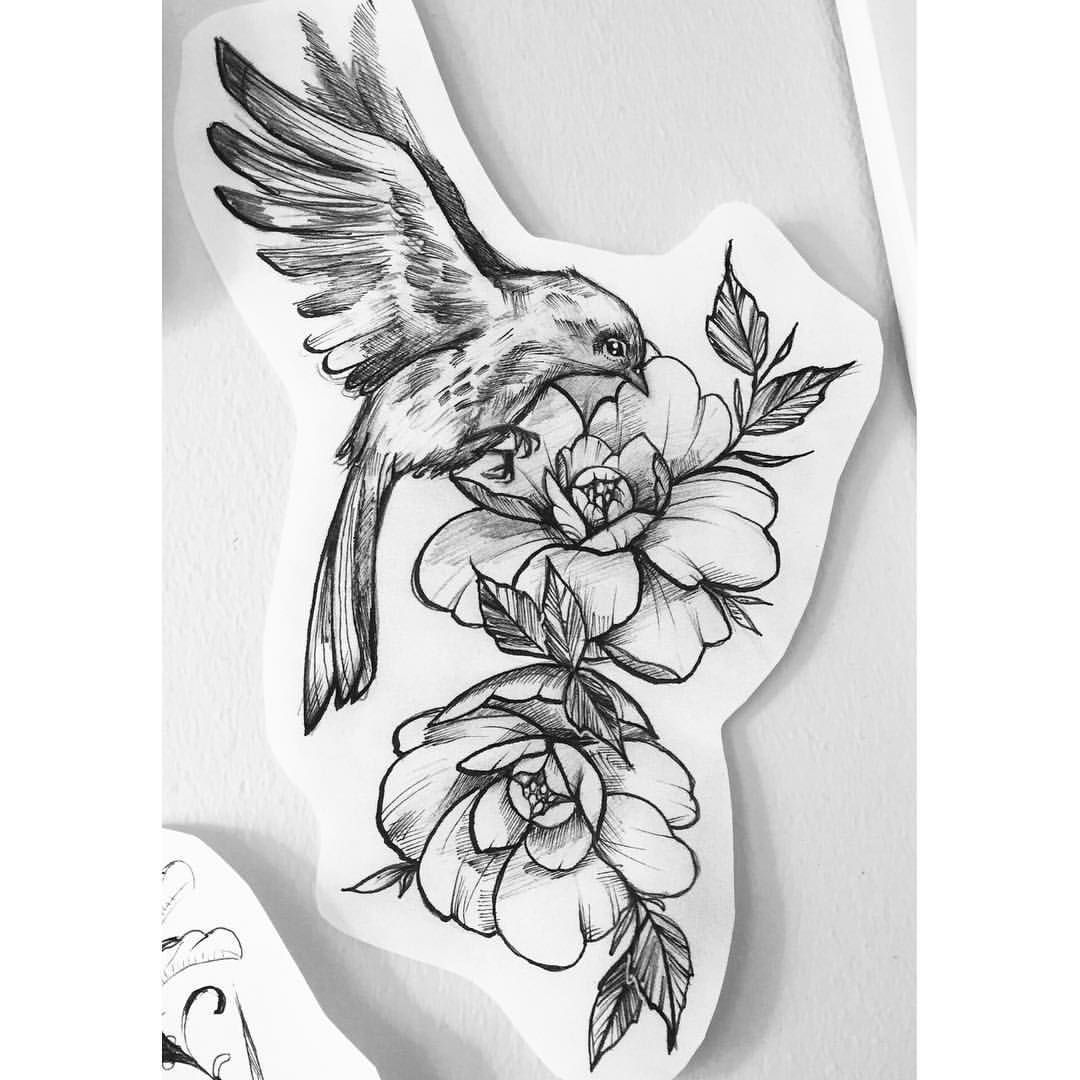 Flower With a Bird Tattoo Design Easy Flower Tattoos Easy Tattoos