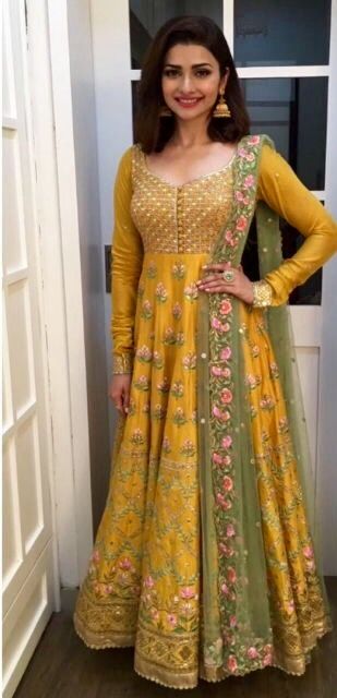 mehndi dress green and yellow