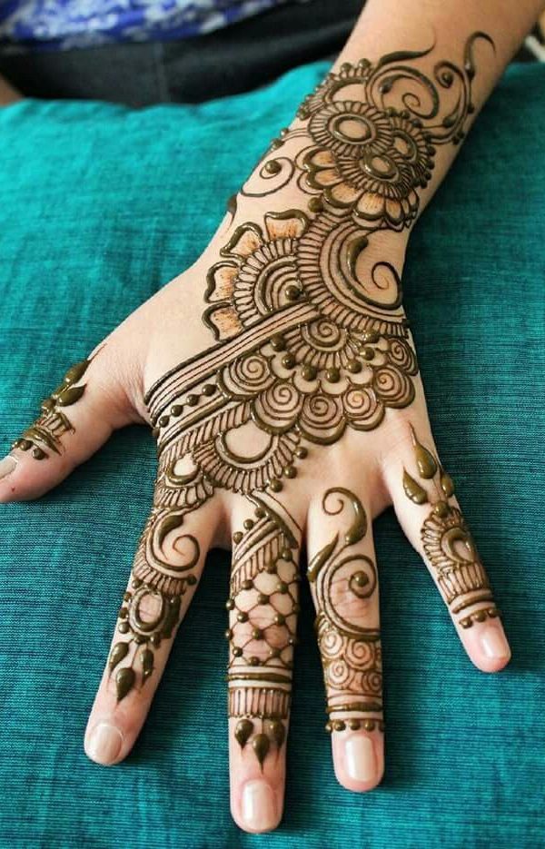 Decent Lotus Style Bridal Mehndi Designs for left arm - Lotus Style ...