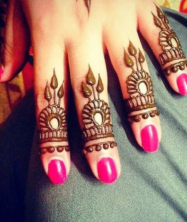 Creative Circle Finger Arabic Mehndi Designs For Half Fingers Finger